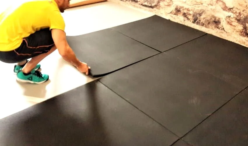 Garage Rubber Flooring Tile Installation