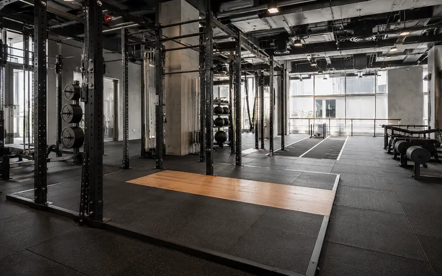 Functional training flooring in a commercial CrossFit facility Dubai