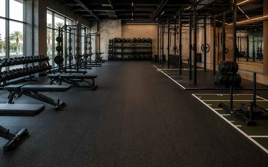 Commercial fitness and sports flooring in a UAE gym