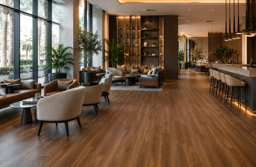Commercial hospitality flooring in a UAE hotel interior