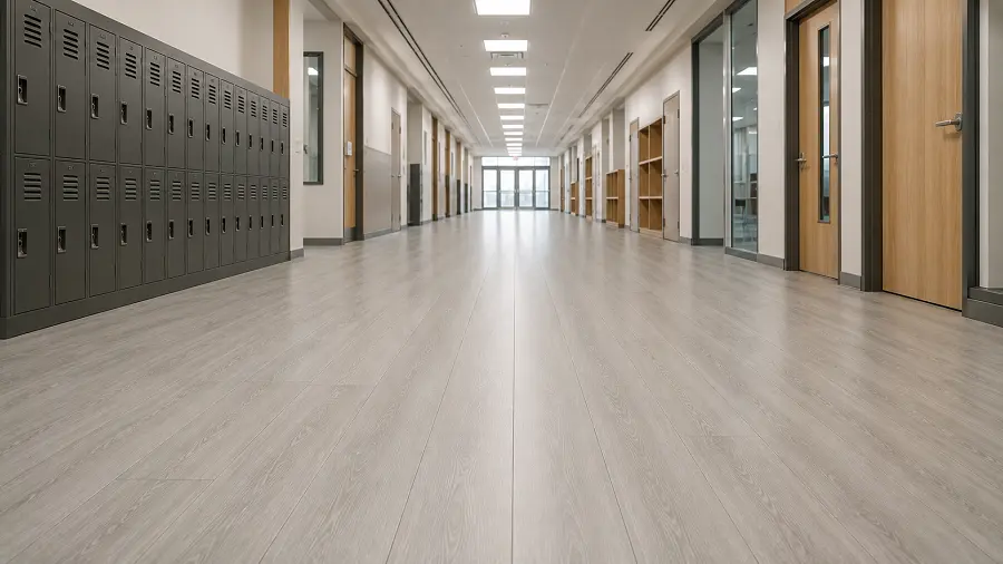 Commercial SPC flooring in a UAE school corridor and training centre