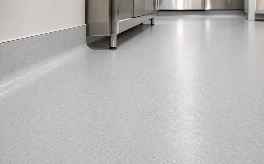Homogeneous sheet vinyl with uniform composition in a UAE operating theatre or sterile clinical zone