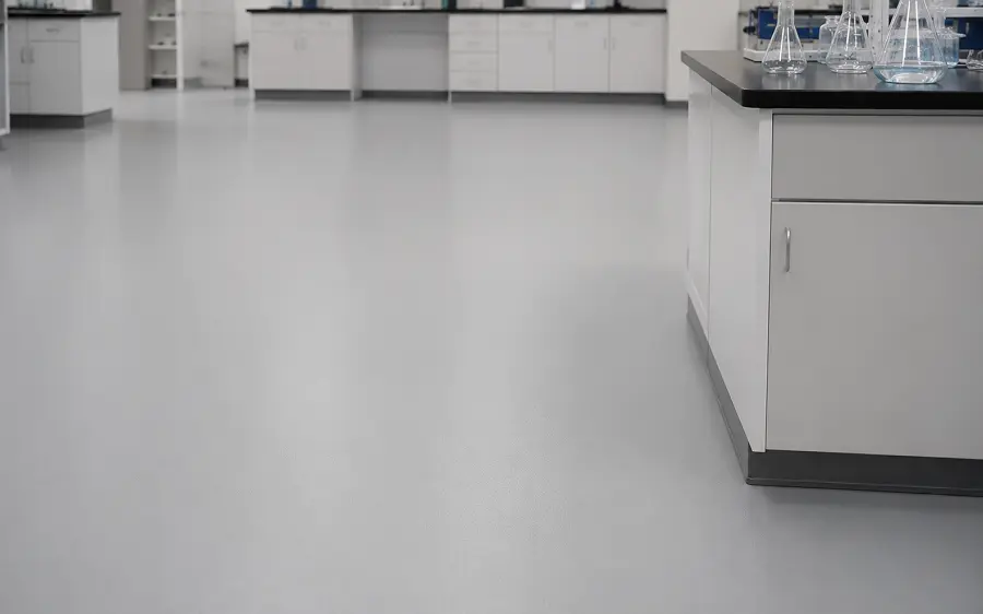 Seamless epoxy resin flooring in a UAE school science lab and STEM workshop