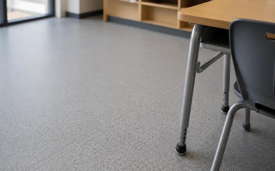 Sheet vinyl and LVT classroom and corridor flooring in a UAE school