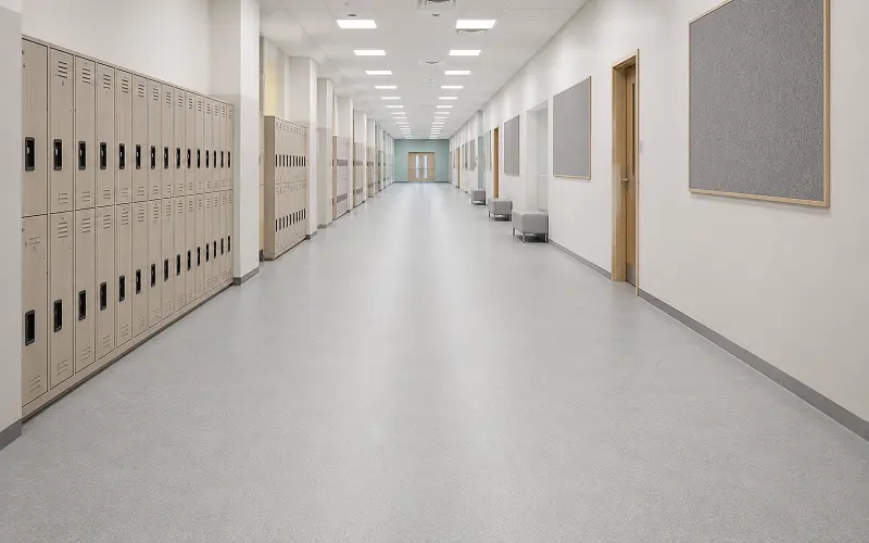UAE school corridor flooring with heavy-duty sheet vinyl