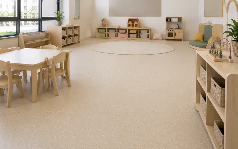 UAE nursery and early years flooring with child-safe cushion-backed sheet vinyl