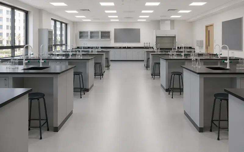UAE school science lab and STEM workshop flooring with seamless resin