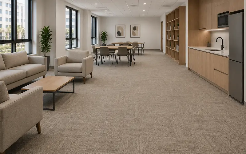 UAE school staff room and sixth-form common room flooring with carpet tiles