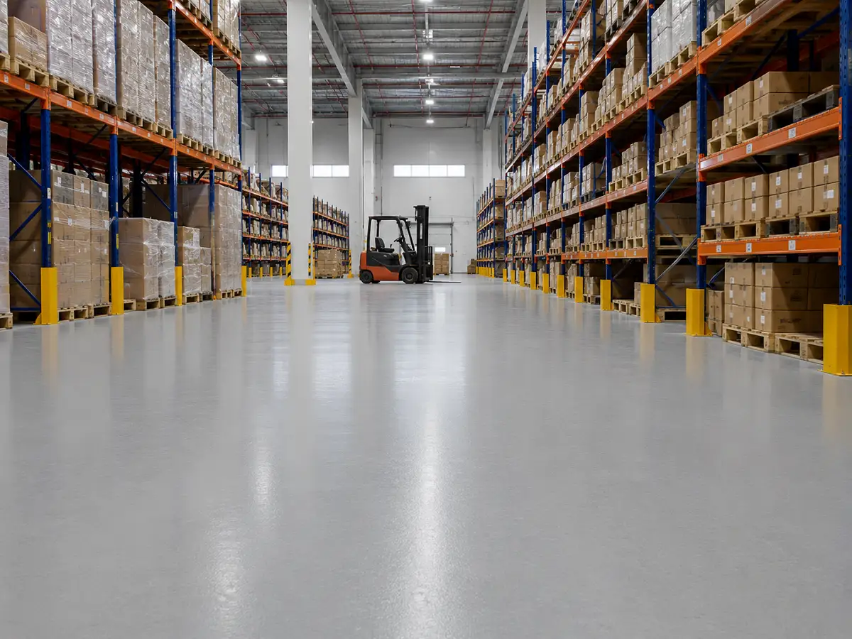 Industrial epoxy flooring in a UAE warehouse