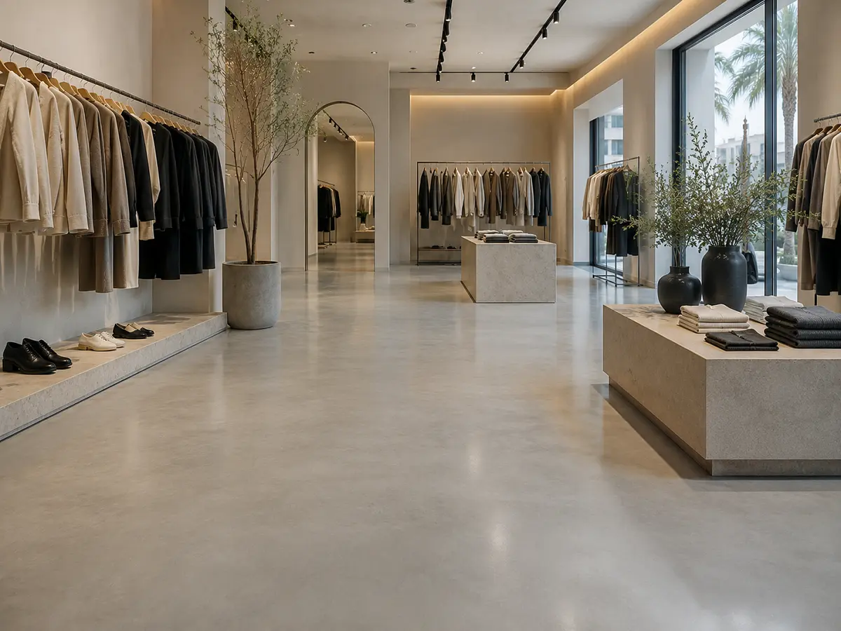Retail flooring in a UAE shop or mall with polished concrete