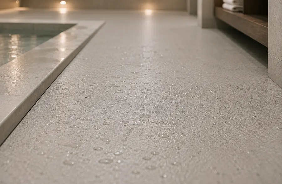 R11 safety vinyl in a UAE hotel spa wet zone and pool surround
