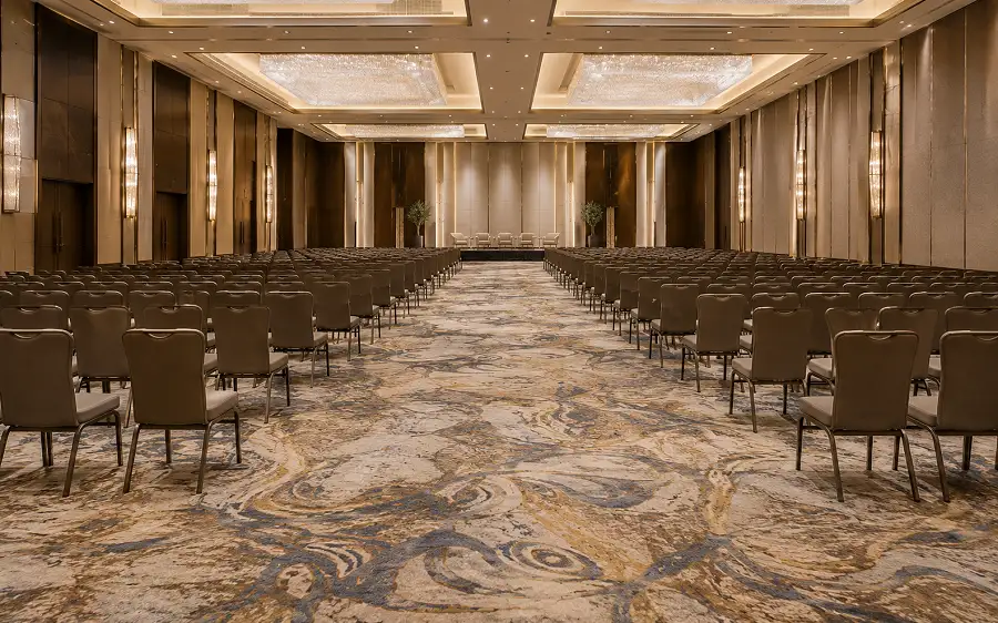 UAE hotel ballroom and conference room flooring with patterned hospitality carpet