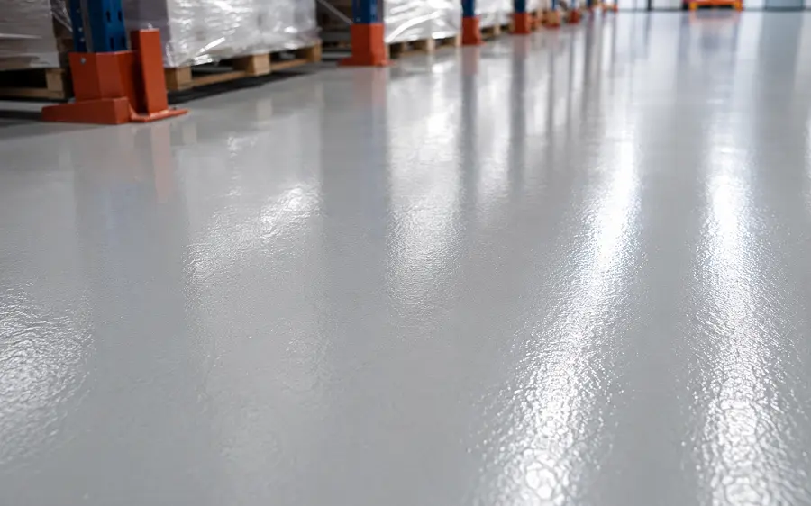 Industrial epoxy resin flooring in a UAE warehouse