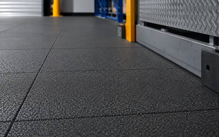 Heavy-duty rubber flooring in a UAE loading bay
