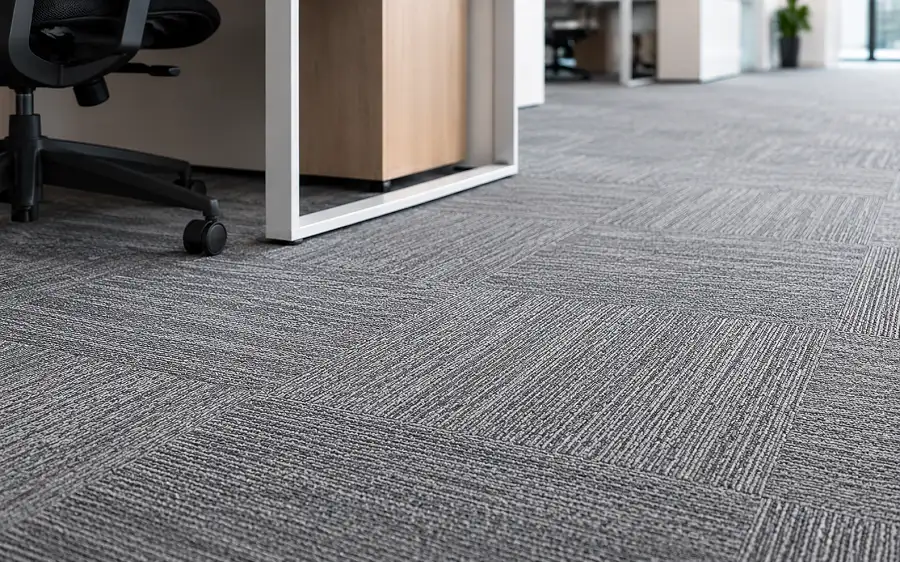 Commercial carpet tiles in a UAE office workstation zone