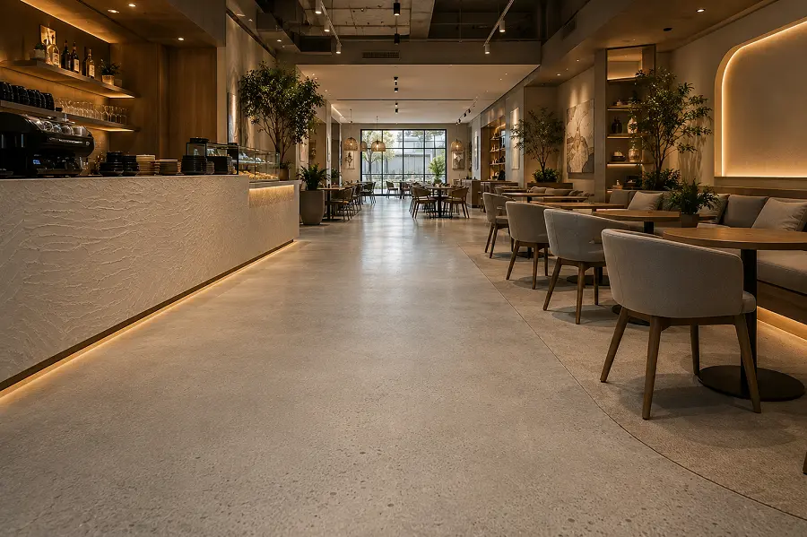 F&B retail flooring in a UAE café restaurant and quick-service dining